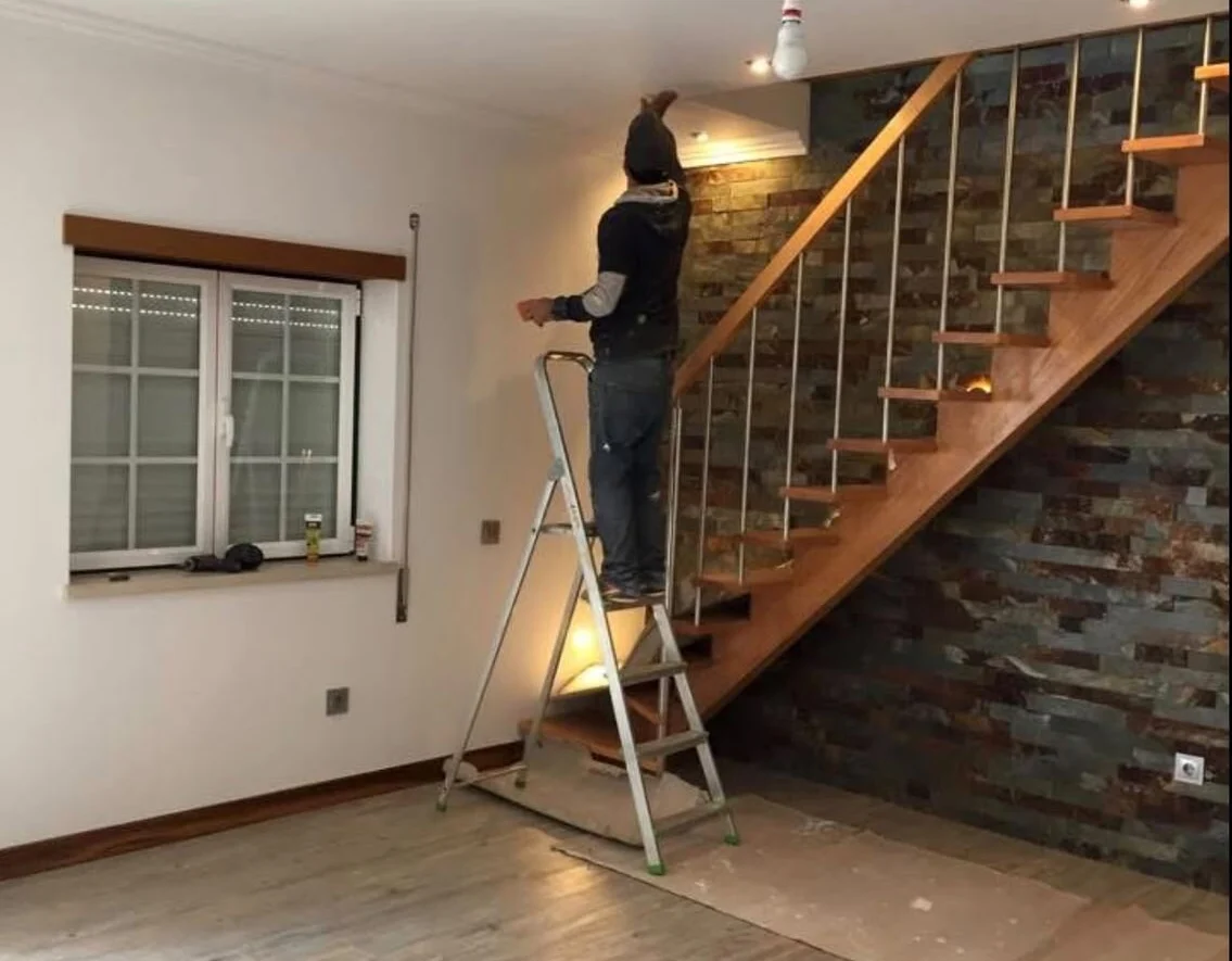During — painting and finishes, with the stair already built