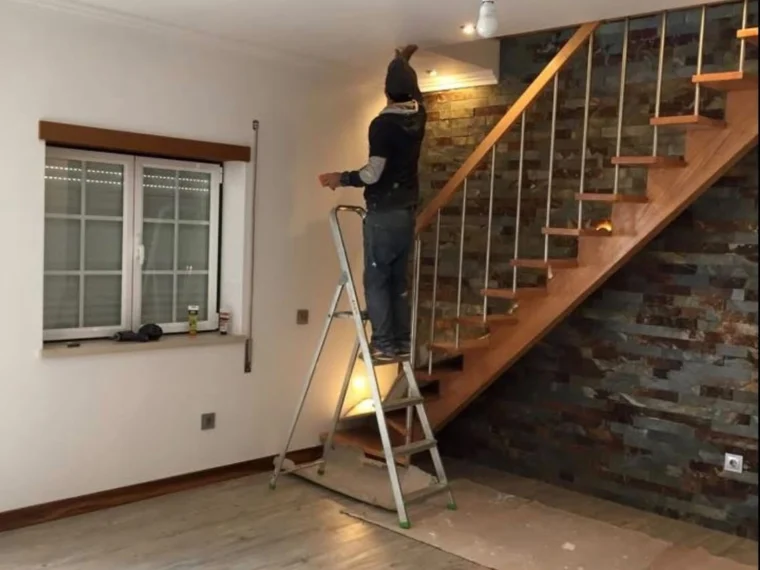 During — painting and finishes, with the stair already built