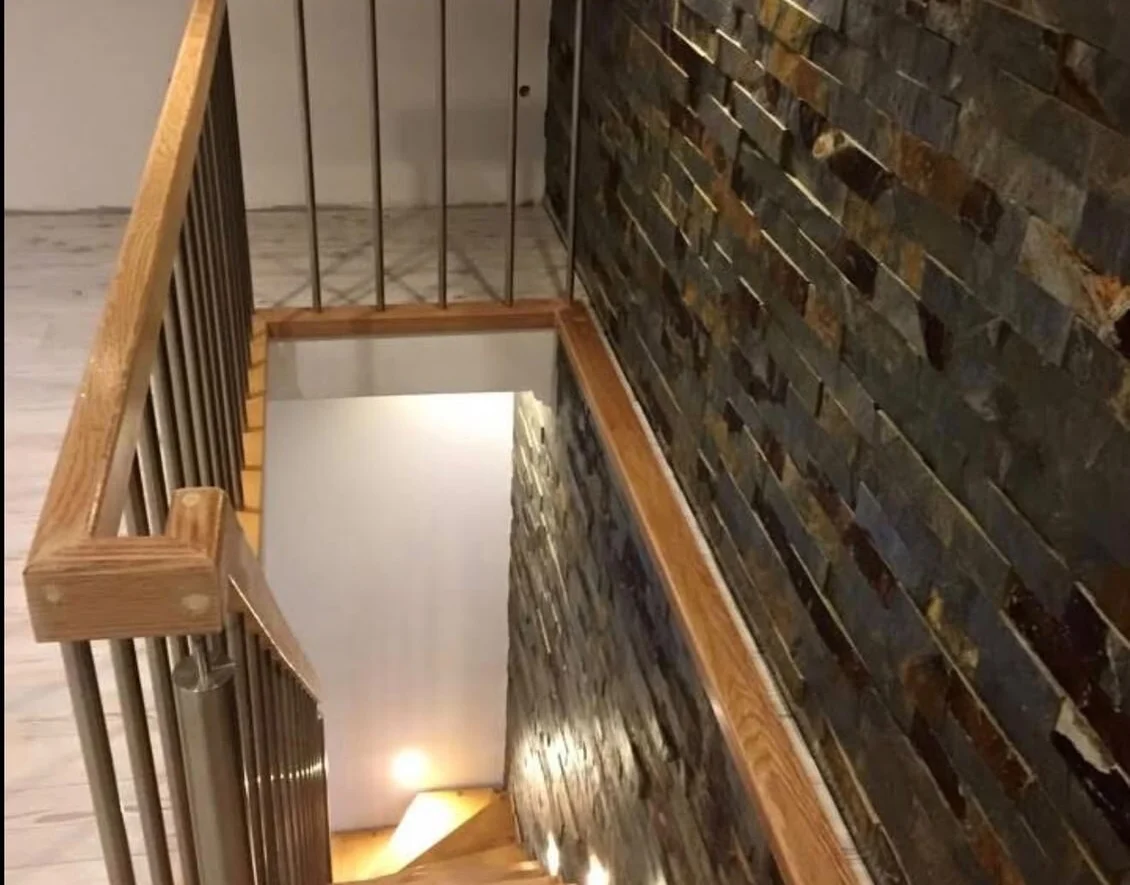 After — the same opening, seen from the floor above