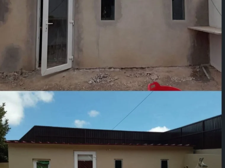 Antes e depois — anexo: reboco, pintura e cobertura