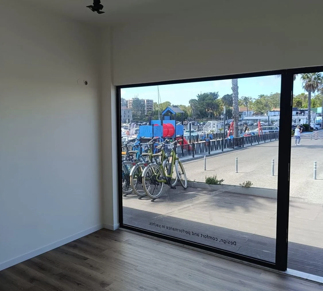 The same space, looking out to the street