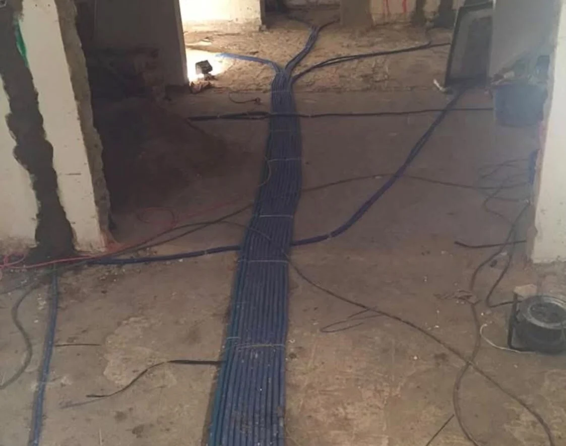 First fix electrics: conduit in the floor