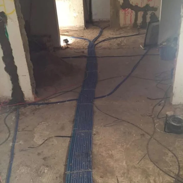First fix electrics: conduit in the floor